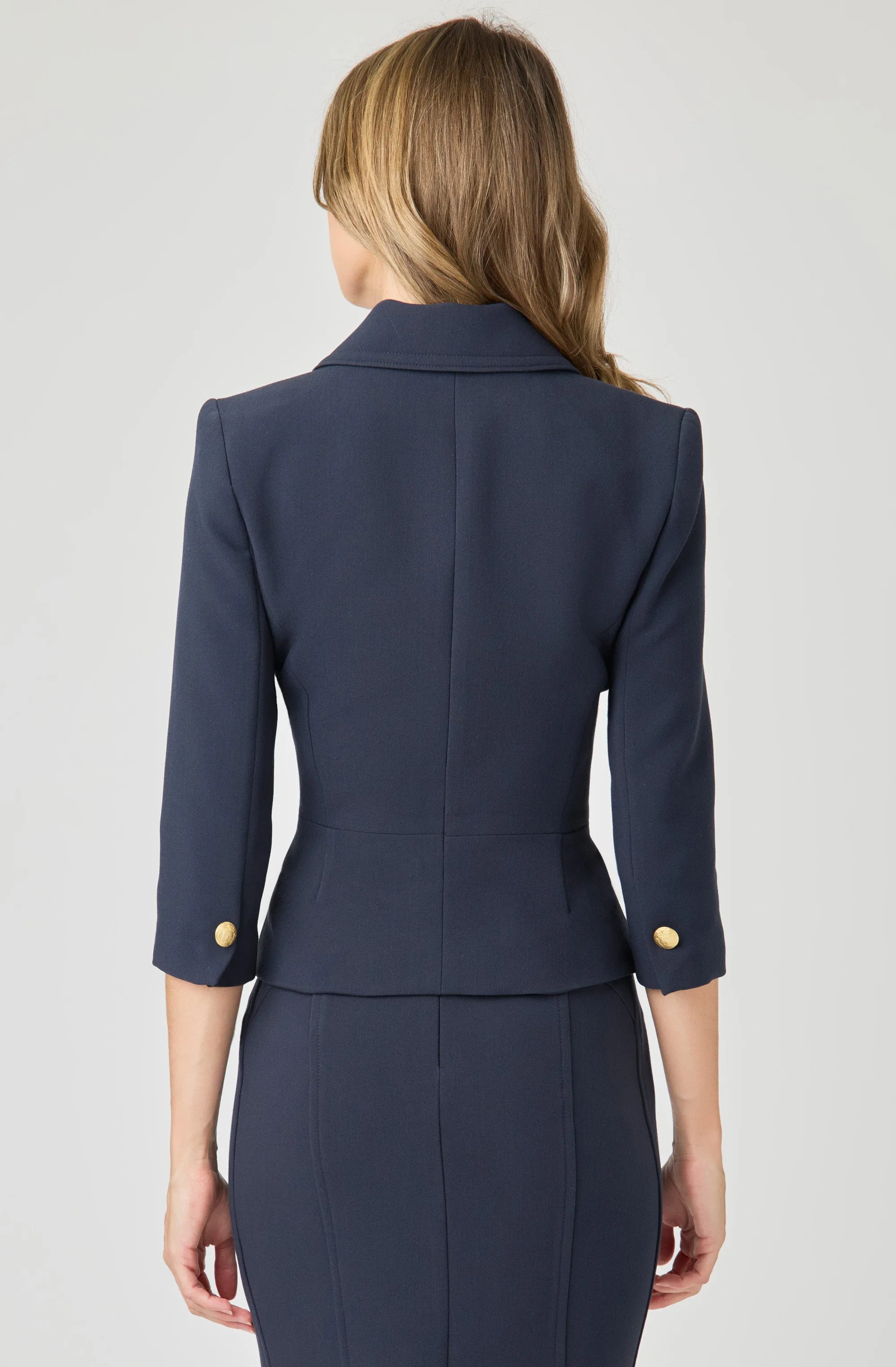 3/4 Sleeved Peplum Jacket with 3 Gold Buttons