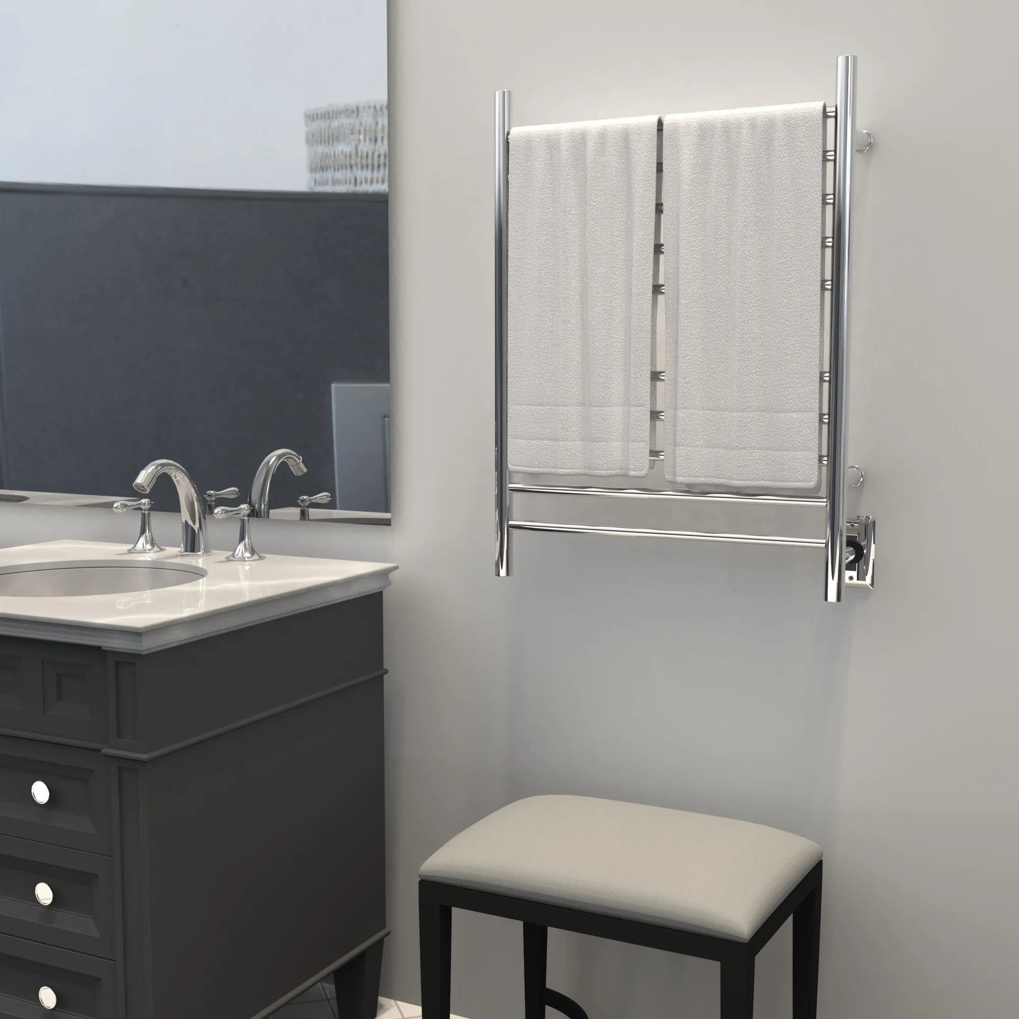 Amba RWH-SP Radiant Hardwired   Plug-in Combo Straight 10 Bar Towel Warmer in Polished