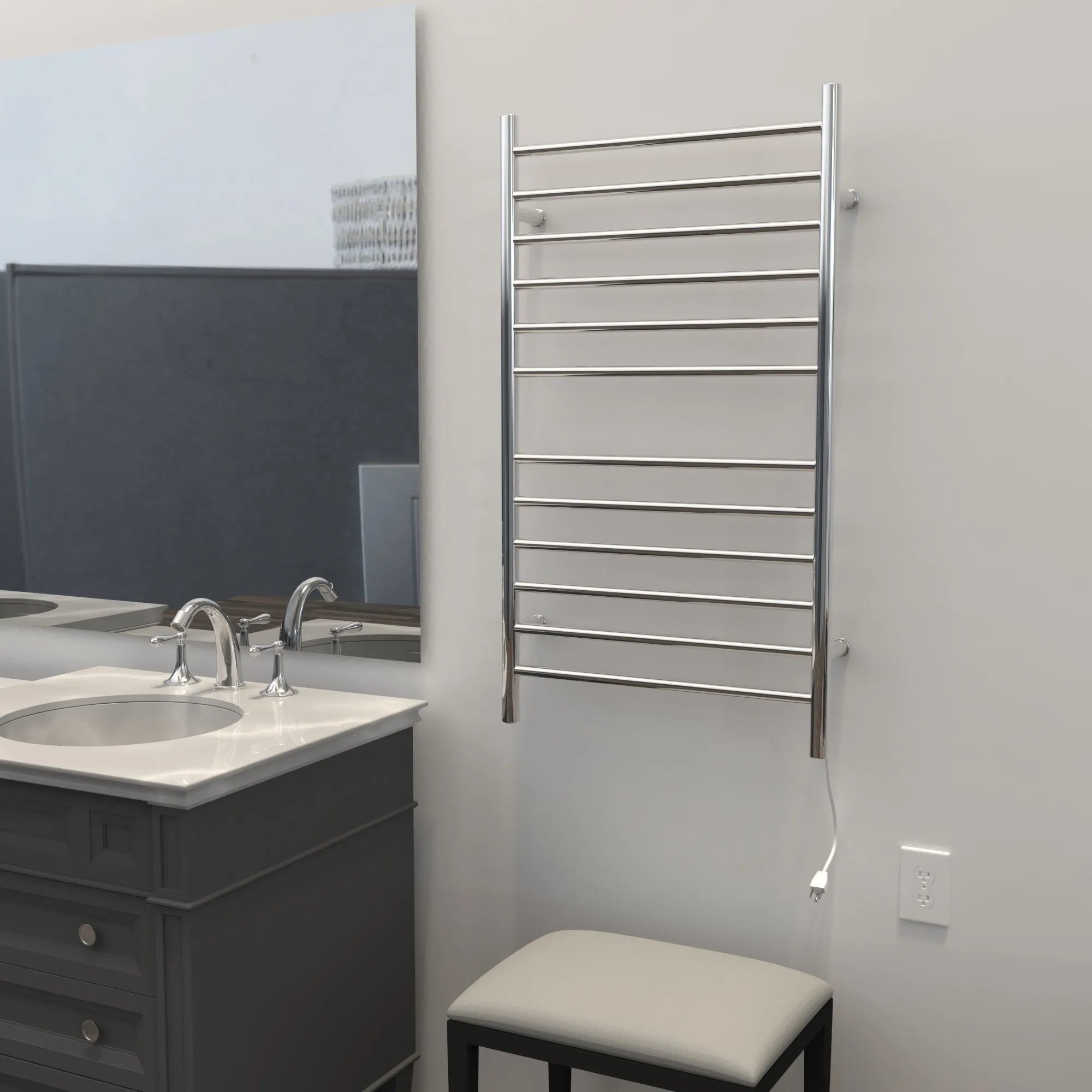 Amba RWHL-SP Radiant Large Hardwired   Plug-in Combo Straight 12 Bar Towel Warmer in Polished