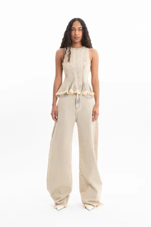 BEIGE OVERDYE DENIM BOYFRIEND JEANS