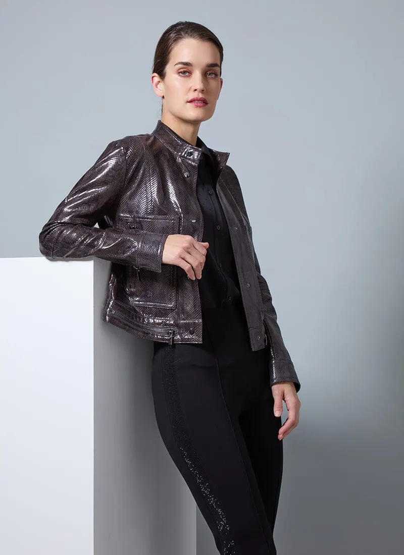 Bennett Patent Vegan Leather Jacket - Lysse 24-3446-M8