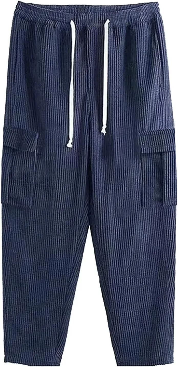 Cargo Pants for Men Relaxed Fit Mens Cargo Pants Outdoor Pant Men's Casual Elastic Waist Drawstring Hiking Work Pants