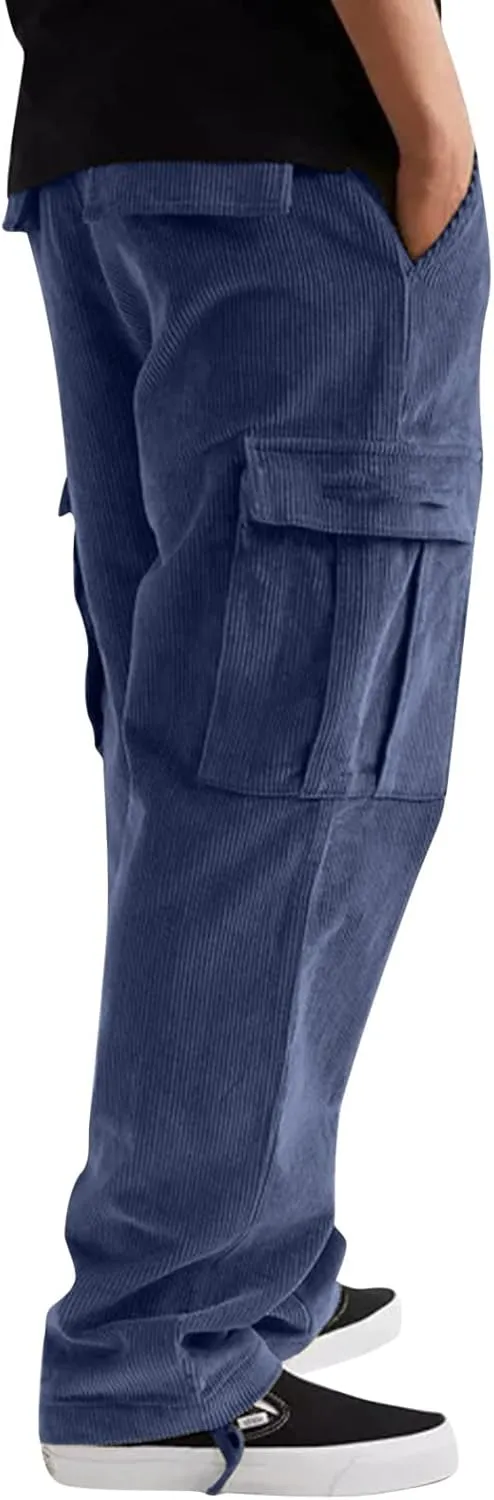 Cargo Pants for Men Relaxed Fit Mens Cargo Pants Outdoor Pant Men's Casual Elastic Waist Drawstring Hiking Work Pants