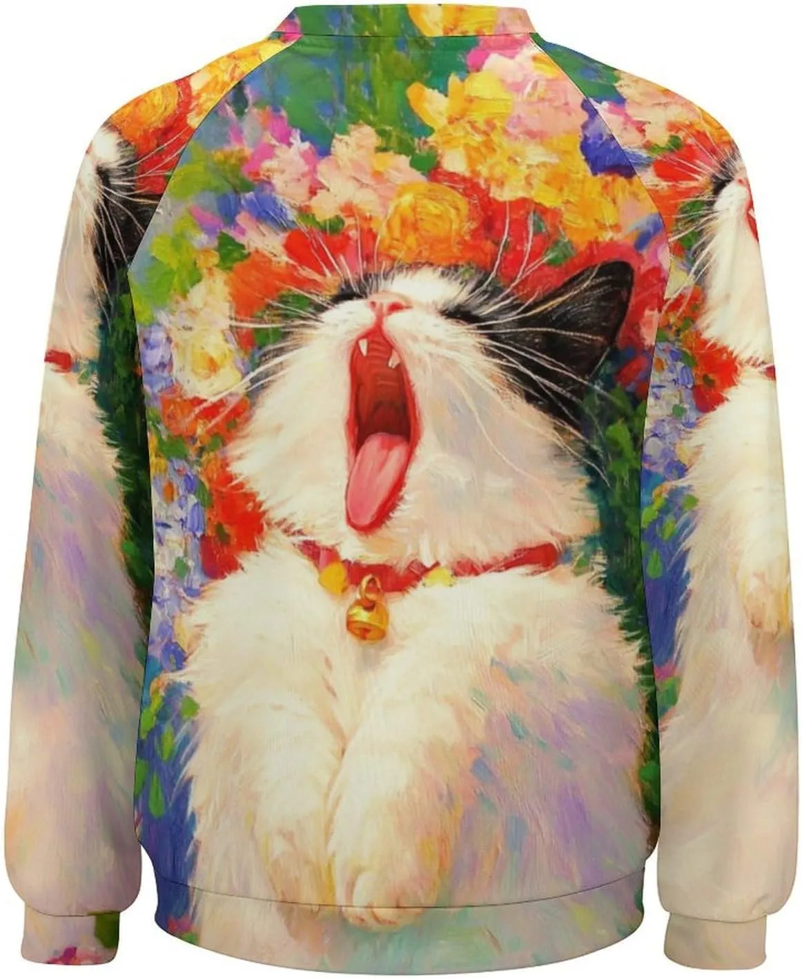 Cat Sweatshirts for Women Cute Cat Sweater Graphic Crewneck Sweatshirts Oversized Novelty Funny Sweatshirts Sweater