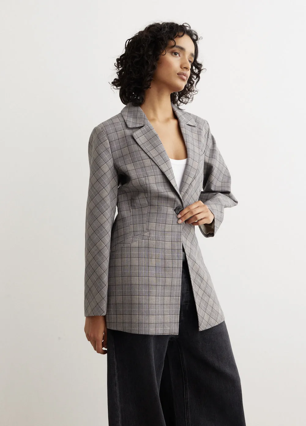 Check Mix Fitted Blazer