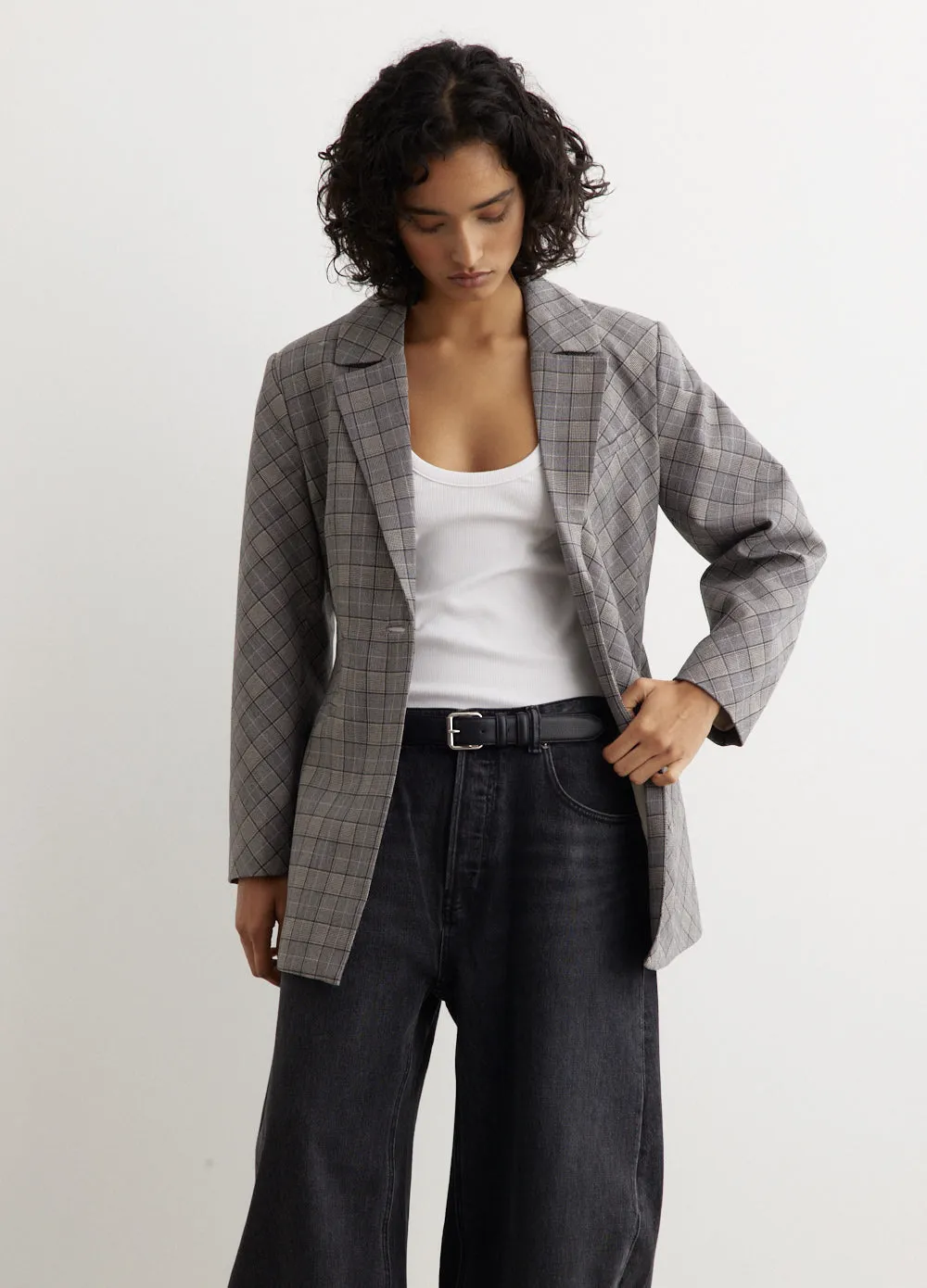Check Mix Fitted Blazer