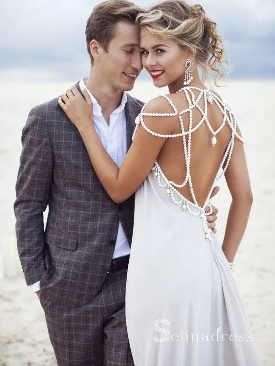 Chic A-line Beach Wedding Dresses With Beading Bridal Gowns CBD415