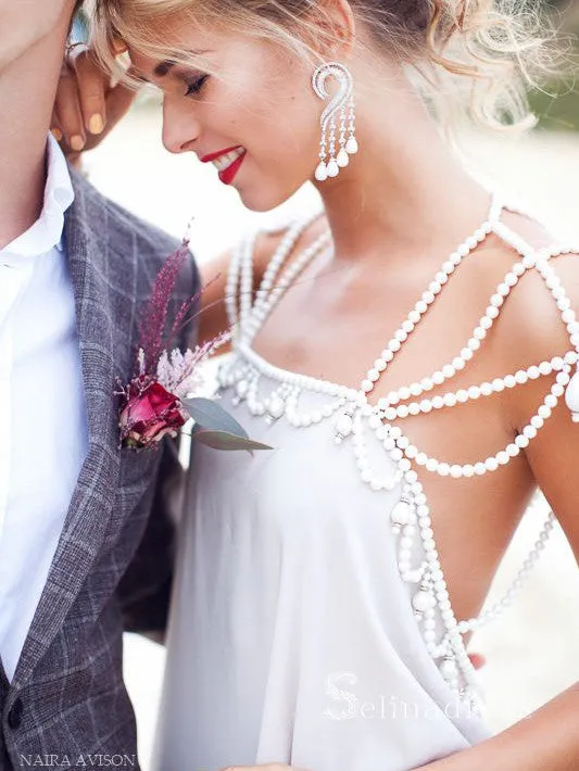 Chic A-line Beach Wedding Dresses With Beading Bridal Gowns CBD415