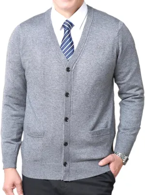 Ciormis Men's Cardigan Sweaters with Buttons - Casual V Neck Long Sleeve Knitted Knitted Sweater with Pockets