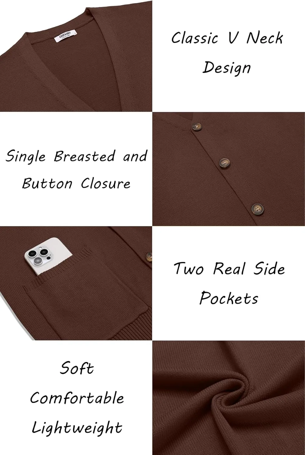 COOFANDY Men's Cardigan Sweater Long Sleeve Casual V Neck Button Down Knitted Sweater with Pockets
