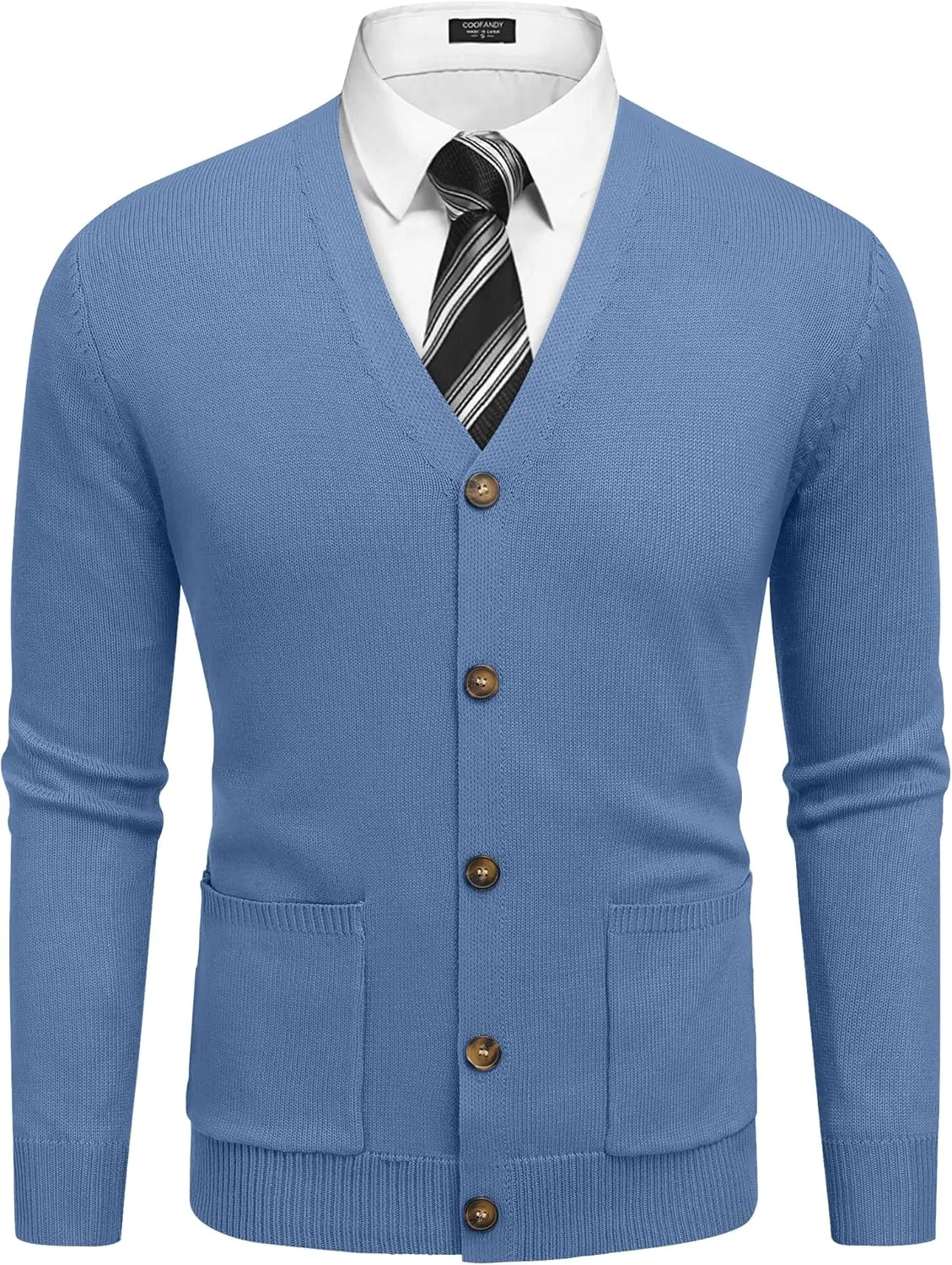 COOFANDY Men's Cardigan Sweater Long Sleeve Casual V Neck Button Down Knitted Sweater with Pockets
