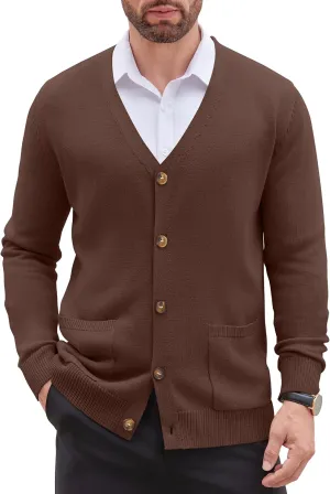 COOFANDY Men's Cardigan Sweater Long Sleeve Casual V Neck Button Down Knitted Sweater with Pockets
