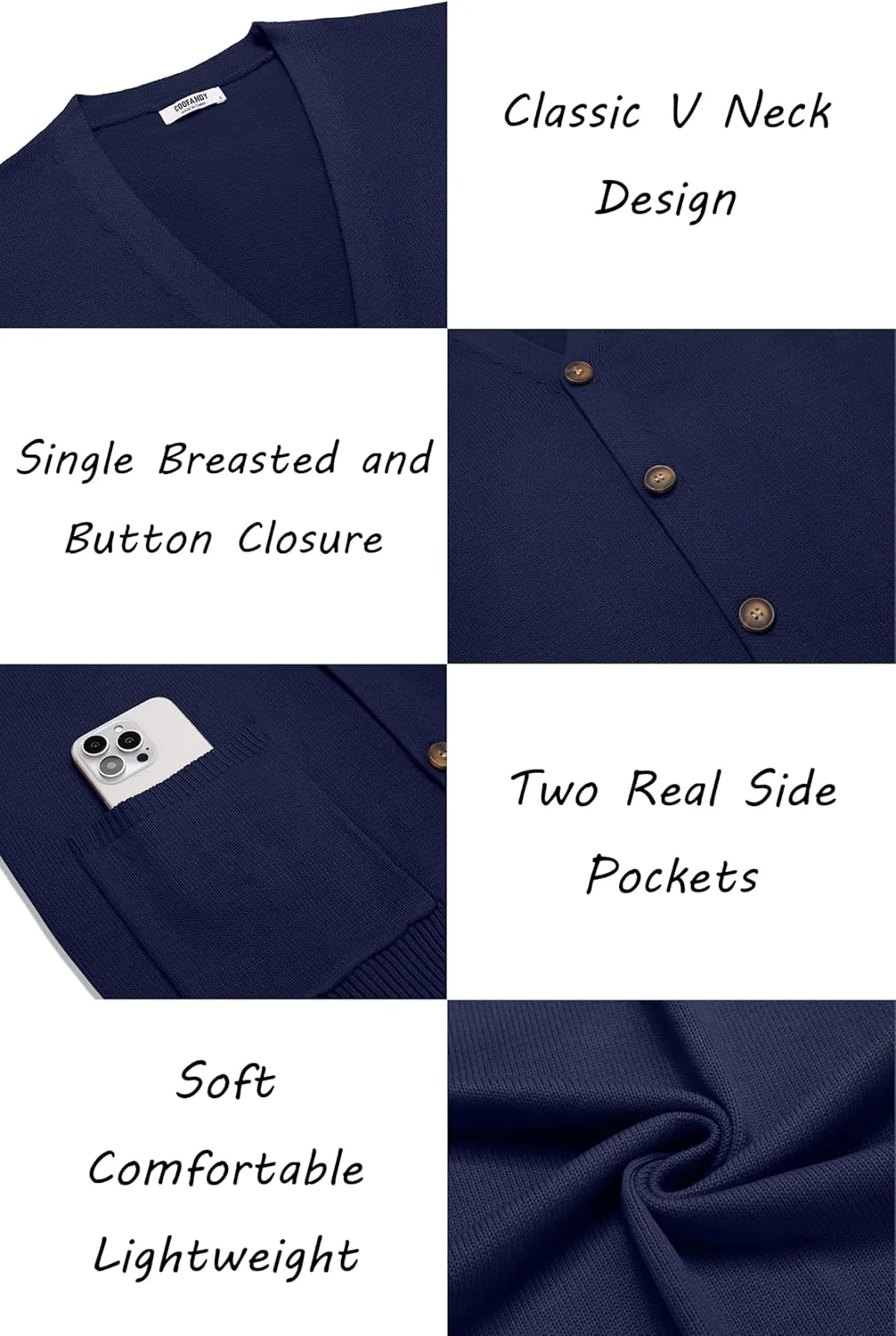 COOFANDY Men's Cardigan Sweater Long Sleeve Casual V Neck Button Down Knitted Sweater with Pockets