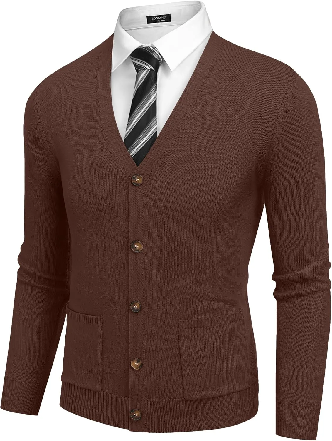 COOFANDY Men's Cardigan Sweater Long Sleeve Casual V Neck Button Down Knitted Sweater with Pockets