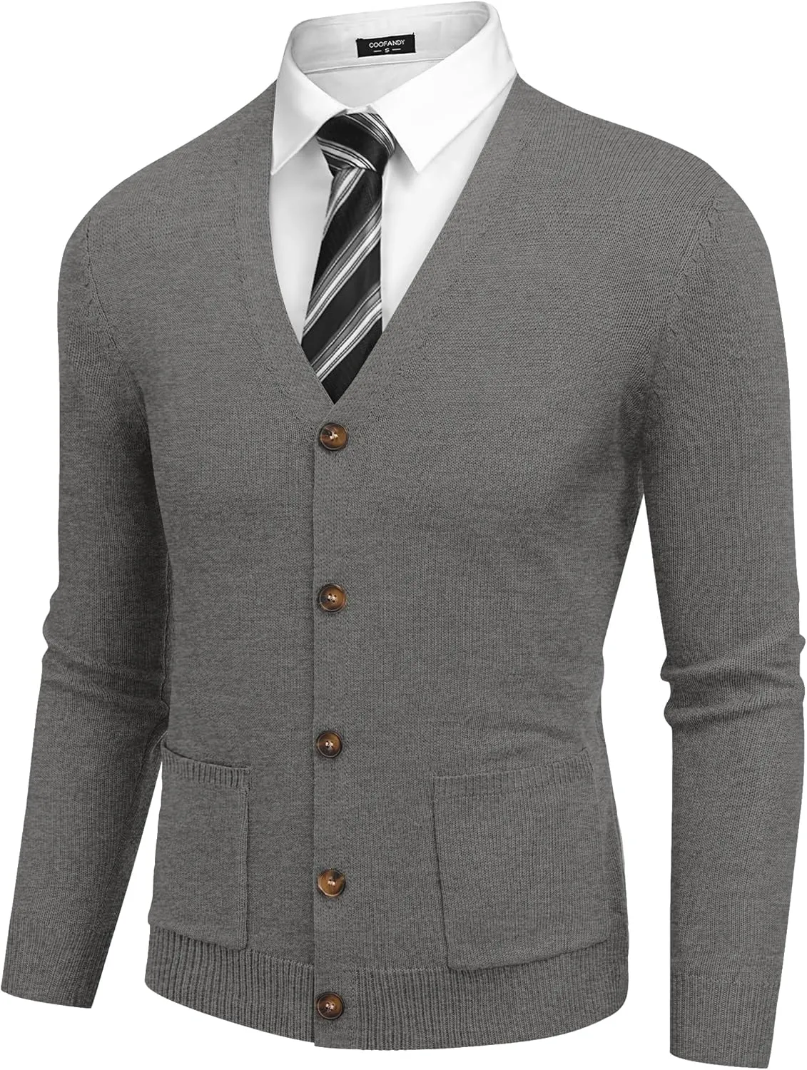 COOFANDY Men's Cardigan Sweater Long Sleeve Casual V Neck Button Down Knitted Sweater with Pockets