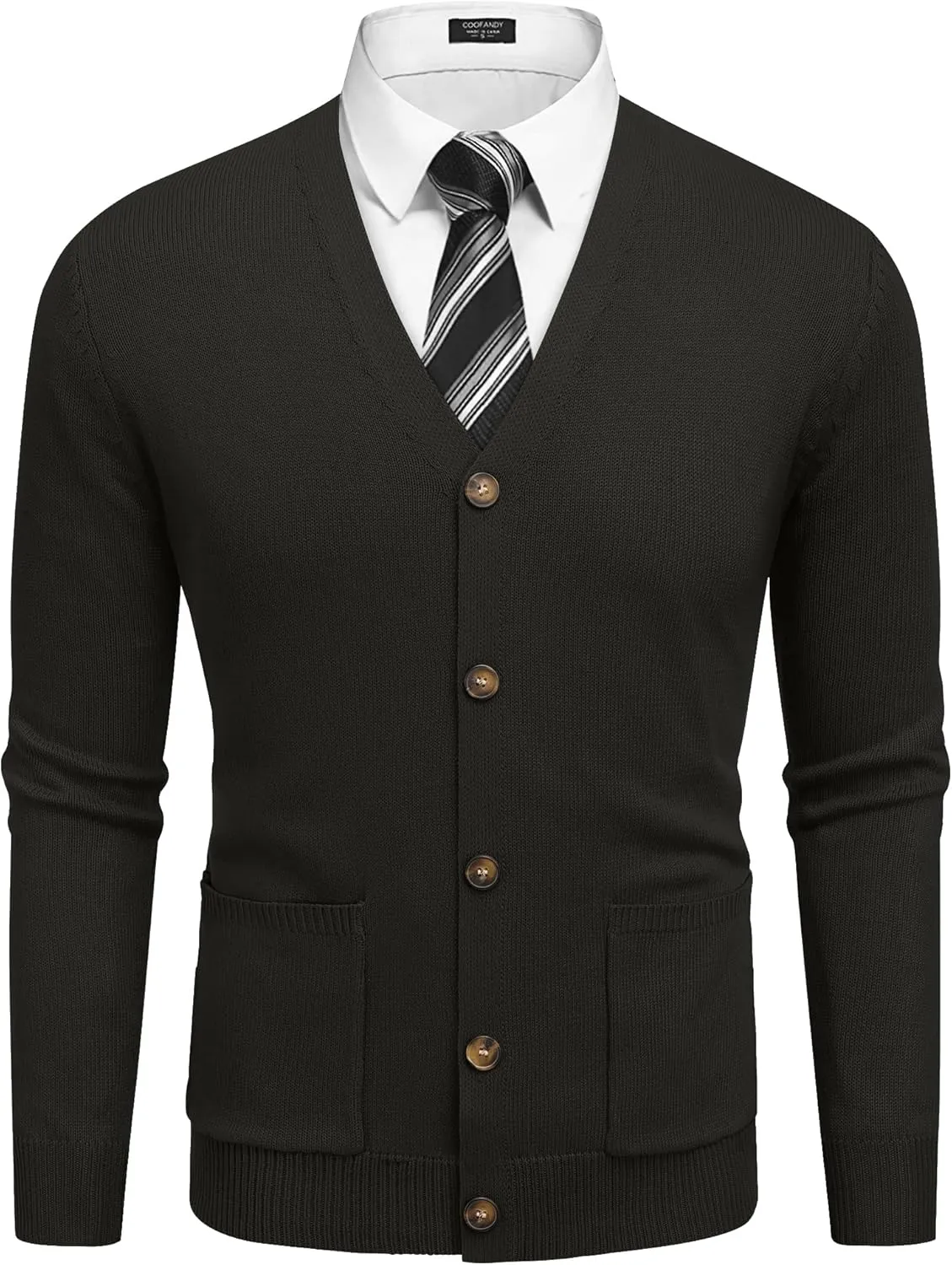 COOFANDY Men's Cardigan Sweater Long Sleeve Casual V Neck Button Down Knitted Sweater with Pockets