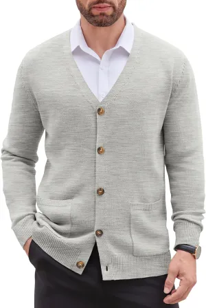 COOFANDY Men's Cardigan Sweater Long Sleeve Casual V Neck Button Down Knitted Sweater with Pockets