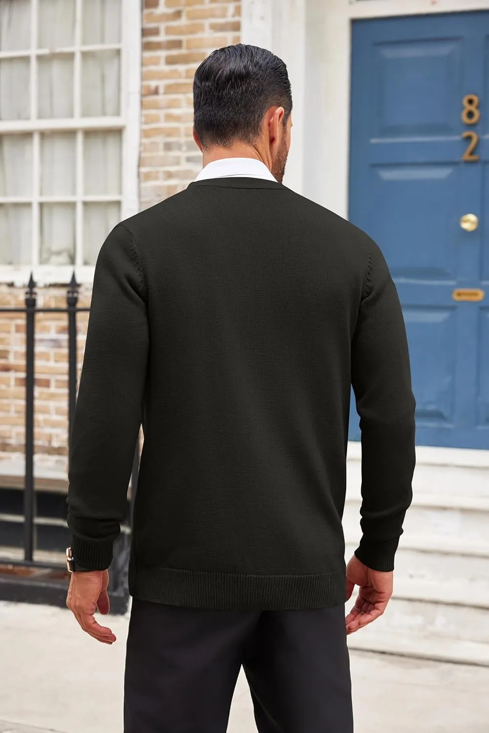 COOFANDY Men's Cardigan Sweater Long Sleeve Casual V Neck Button Down Knitted Sweater with Pockets