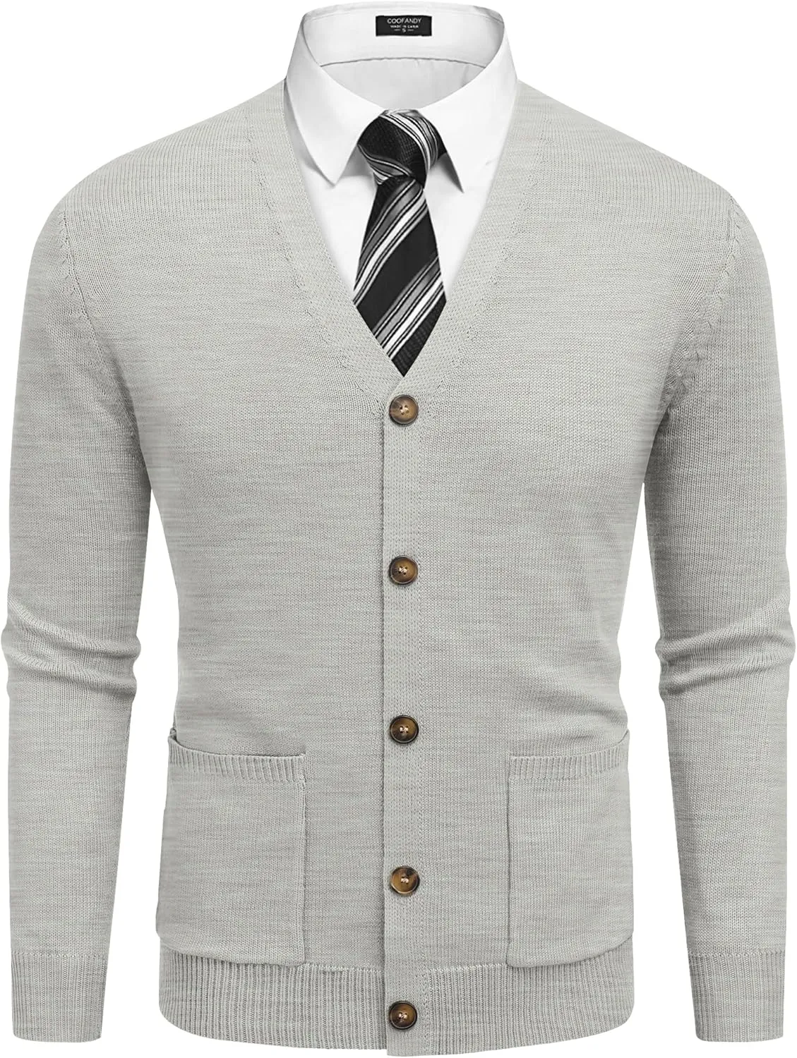 COOFANDY Men's Cardigan Sweater Long Sleeve Casual V Neck Button Down Knitted Sweater with Pockets