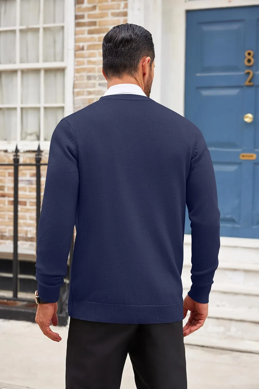 COOFANDY Men's Cardigan Sweater Long Sleeve Casual V Neck Button Down Knitted Sweater with Pockets