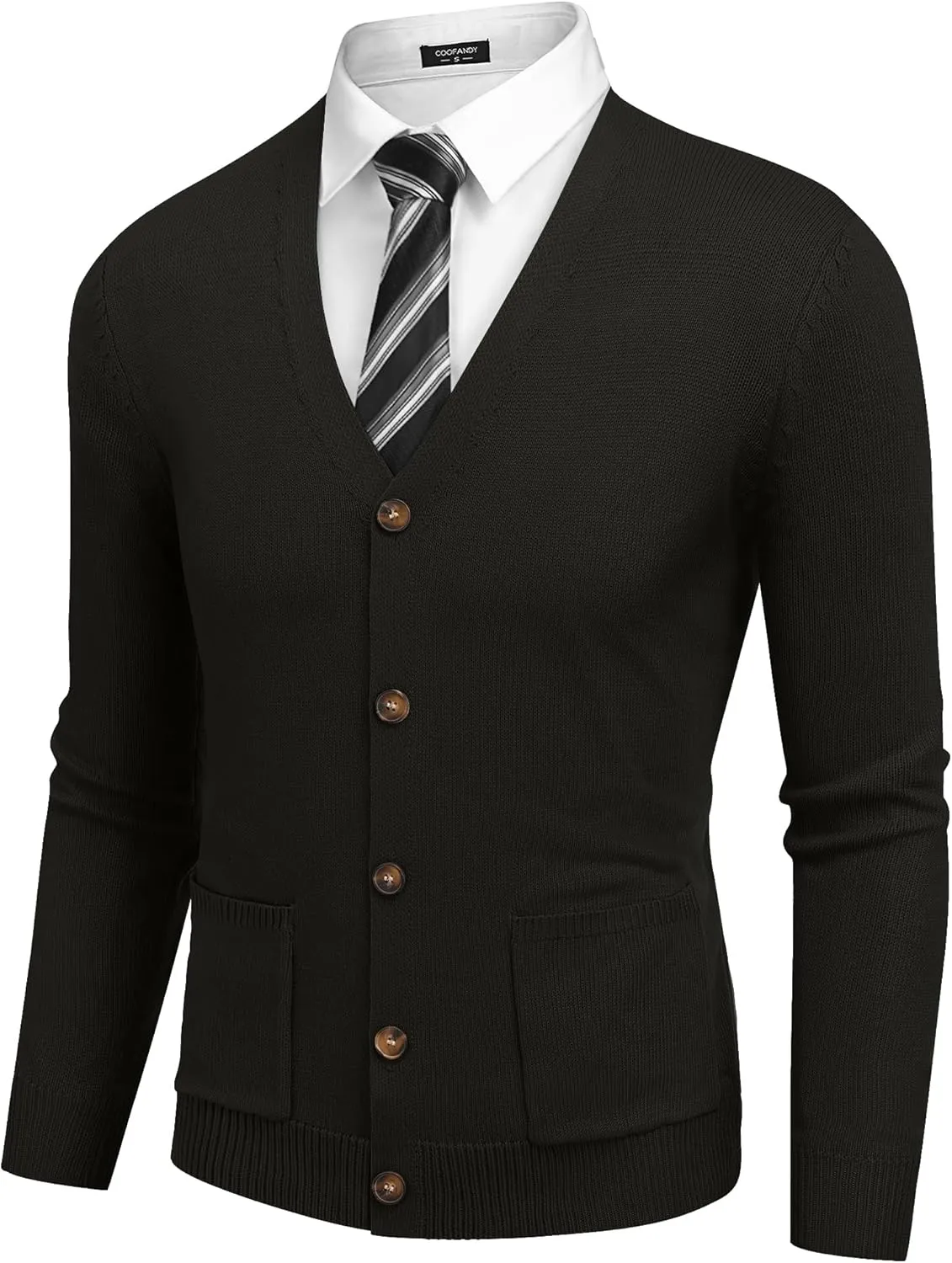 COOFANDY Men's Cardigan Sweater Long Sleeve Casual V Neck Button Down Knitted Sweater with Pockets