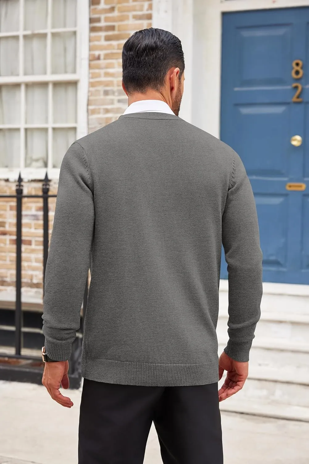 COOFANDY Men's Cardigan Sweater Long Sleeve Casual V Neck Button Down Knitted Sweater with Pockets