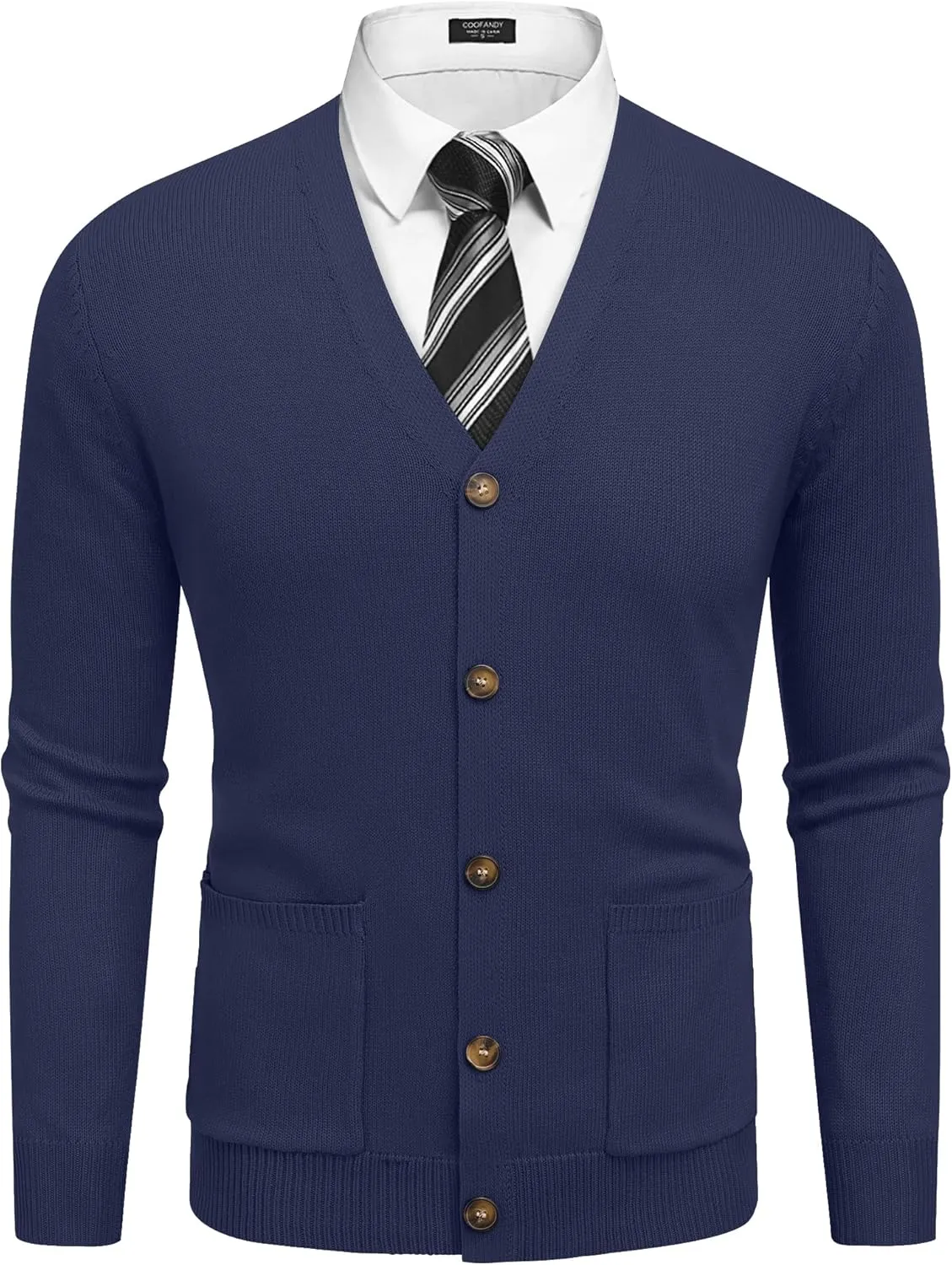 COOFANDY Men's Cardigan Sweater Long Sleeve Casual V Neck Button Down Knitted Sweater with Pockets