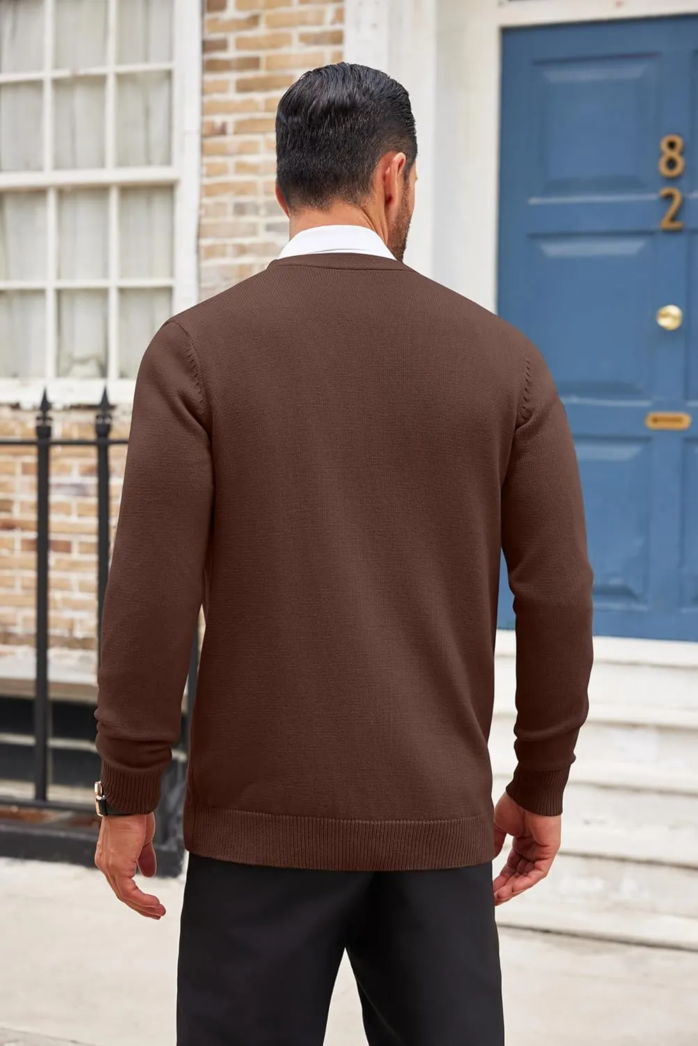 COOFANDY Men's Cardigan Sweater Long Sleeve Casual V Neck Button Down Knitted Sweater with Pockets