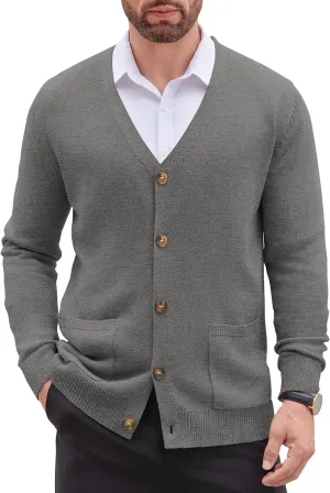 COOFANDY Men's Cardigan Sweater Long Sleeve Casual V Neck Button Down Knitted Sweater with Pockets