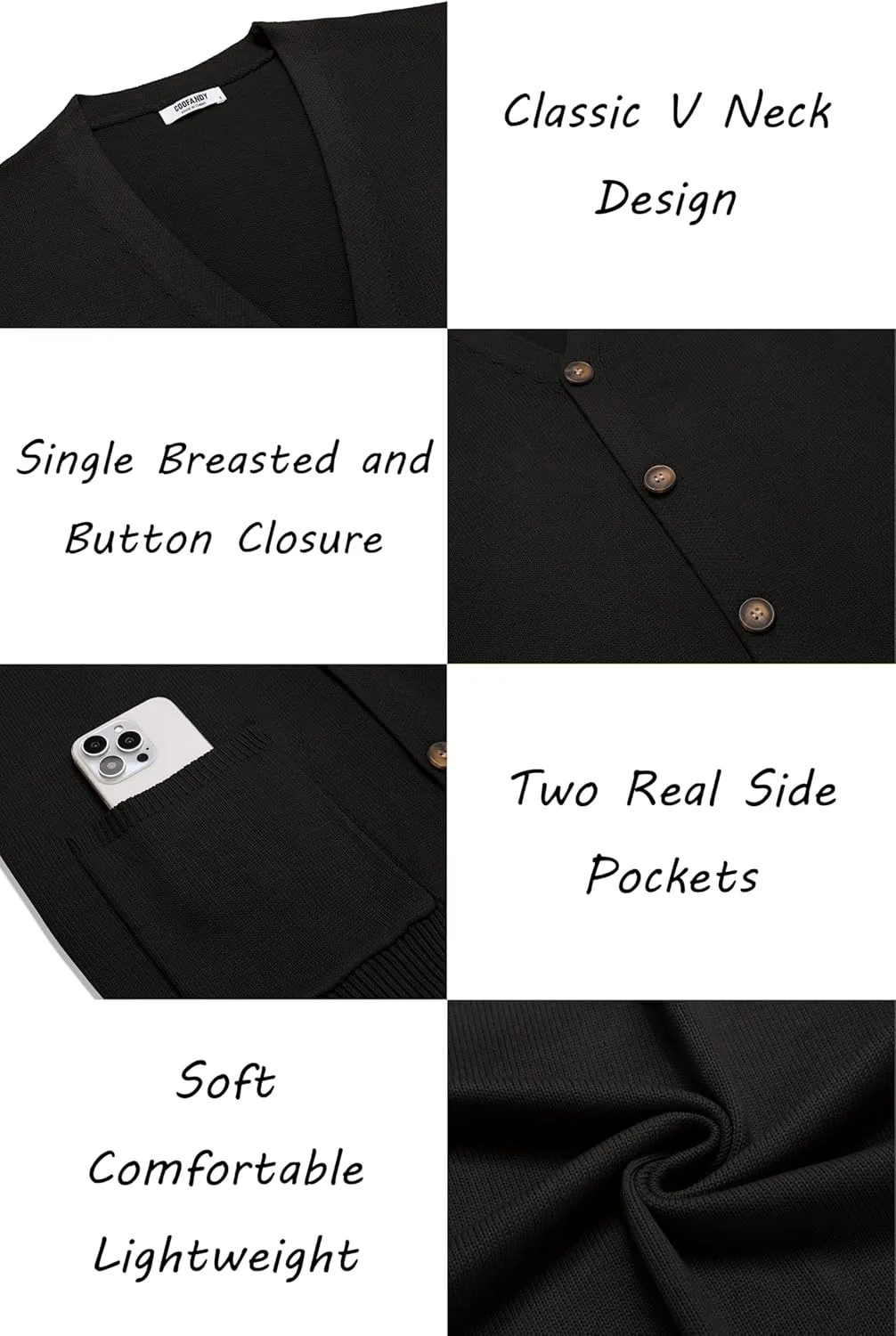 COOFANDY Men's Cardigan Sweater Long Sleeve Casual V Neck Button Down Knitted Sweater with Pockets