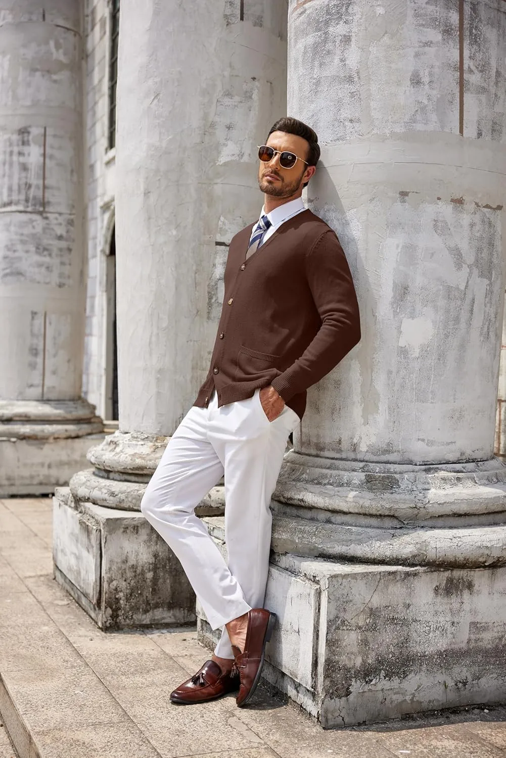 COOFANDY Men's Cardigan Sweater Long Sleeve Casual V Neck Button Down Knitted Sweater with Pockets