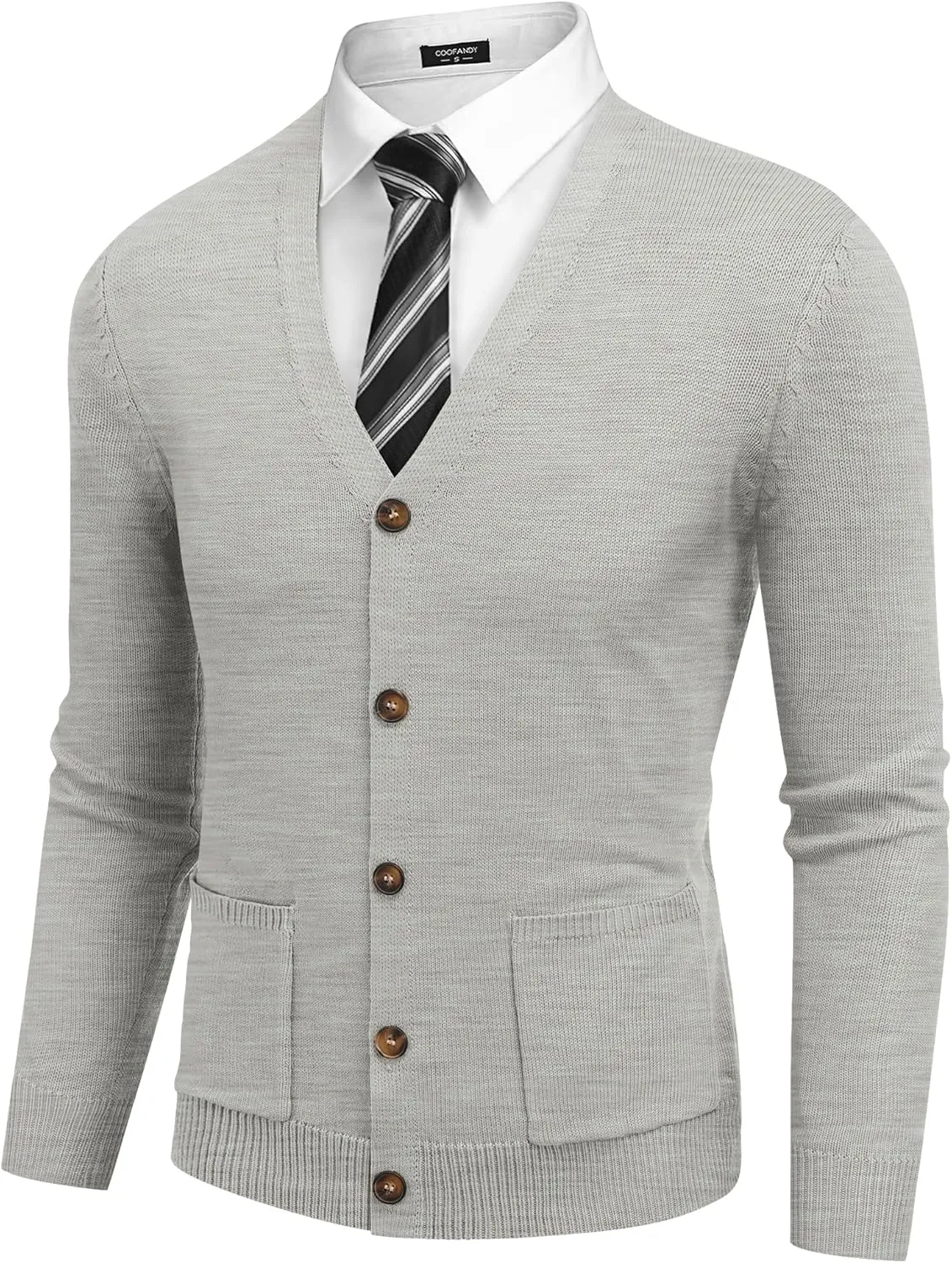 COOFANDY Men's Cardigan Sweater Long Sleeve Casual V Neck Button Down Knitted Sweater with Pockets