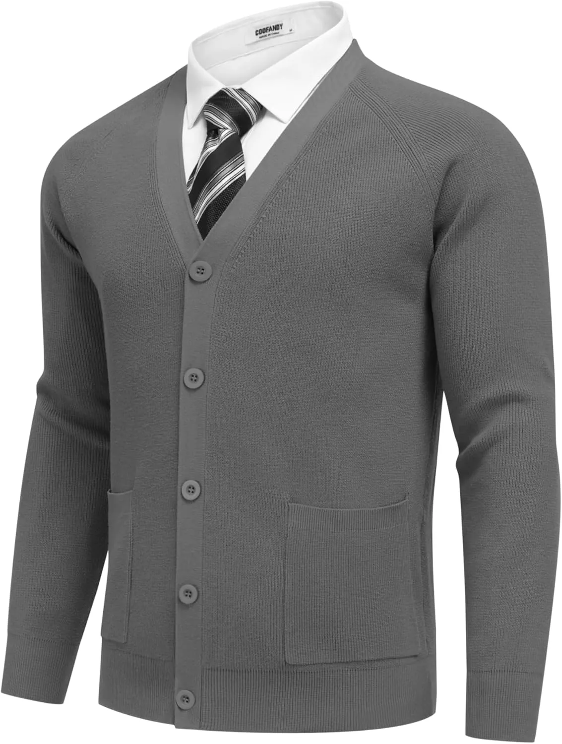 COOFANDY Men's Cardigan Sweaters with Button Lightweight Casual V Neck Long Sleeve Pockets Knitted Sweater