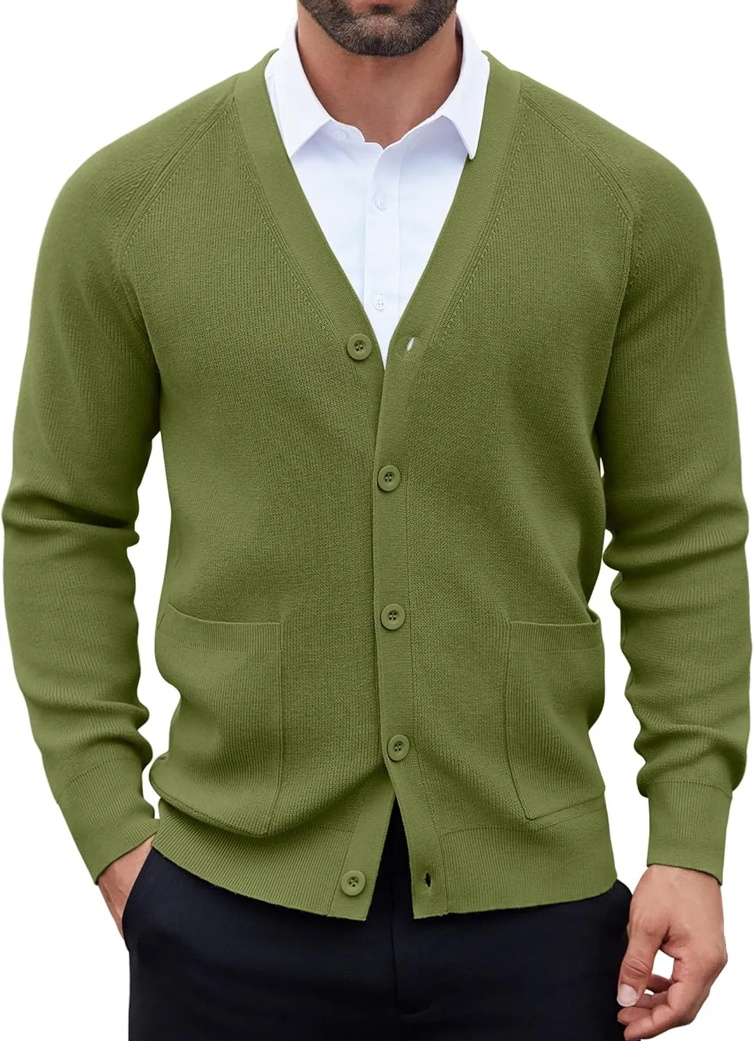 COOFANDY Men's Cardigan Sweaters with Button Lightweight Casual V Neck Long Sleeve Pockets Knitted Sweater