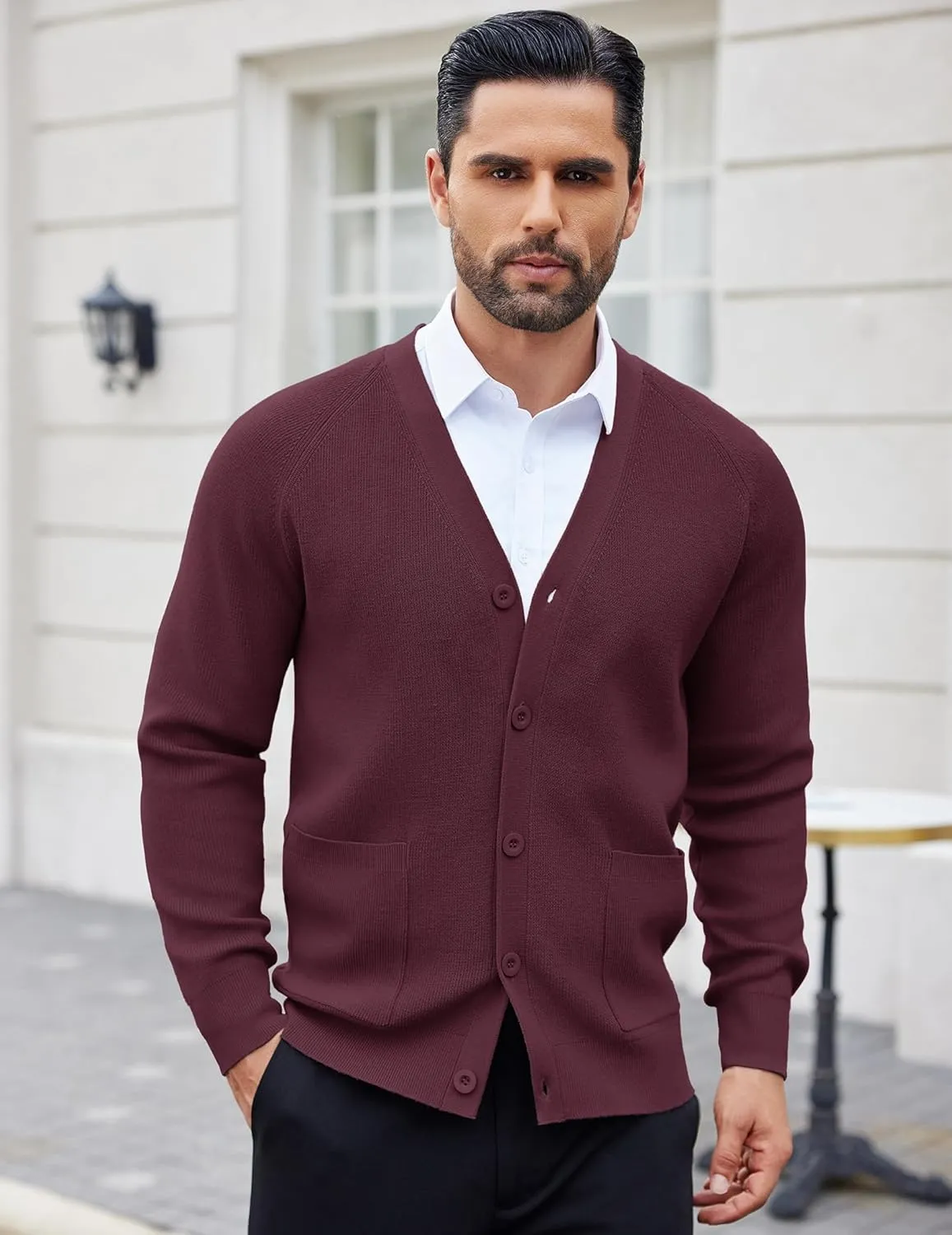 COOFANDY Men's Cardigan Sweaters with Button Lightweight Casual V Neck Long Sleeve Pockets Knitted Sweater
