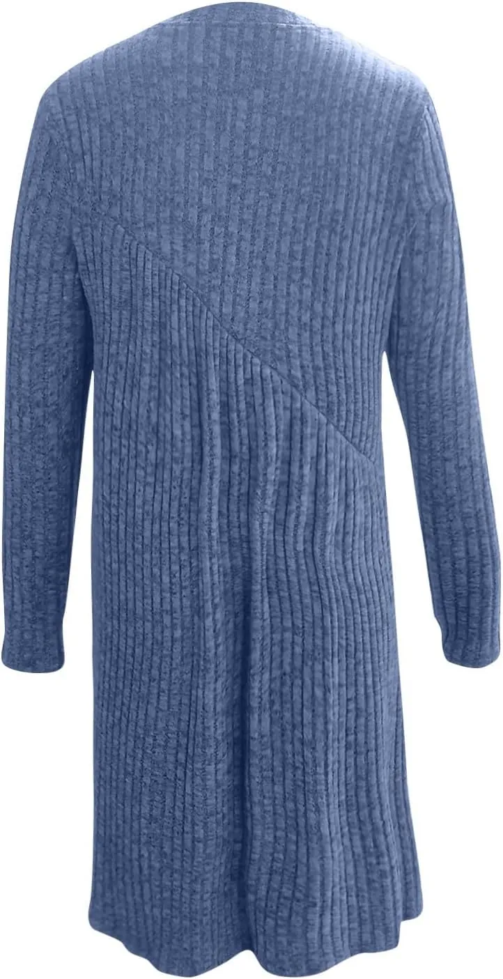 COTECRAM Fall Dresses for Women 2024 Trendy Round Neck Long Sleeve Casual Sweater Dress Spring Fashion Knit Tunic Dress
