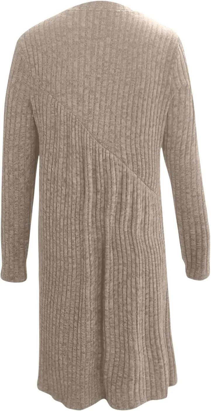 COTECRAM Fall Dresses for Women 2024 Trendy Round Neck Long Sleeve Casual Sweater Dress Spring Fashion Knit Tunic Dress