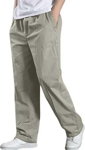 Cotton Men's Relaxed Fit Casual Pants Elastic Lightweight Breathable Drawstring Daily Street Travel Comfy Lounge