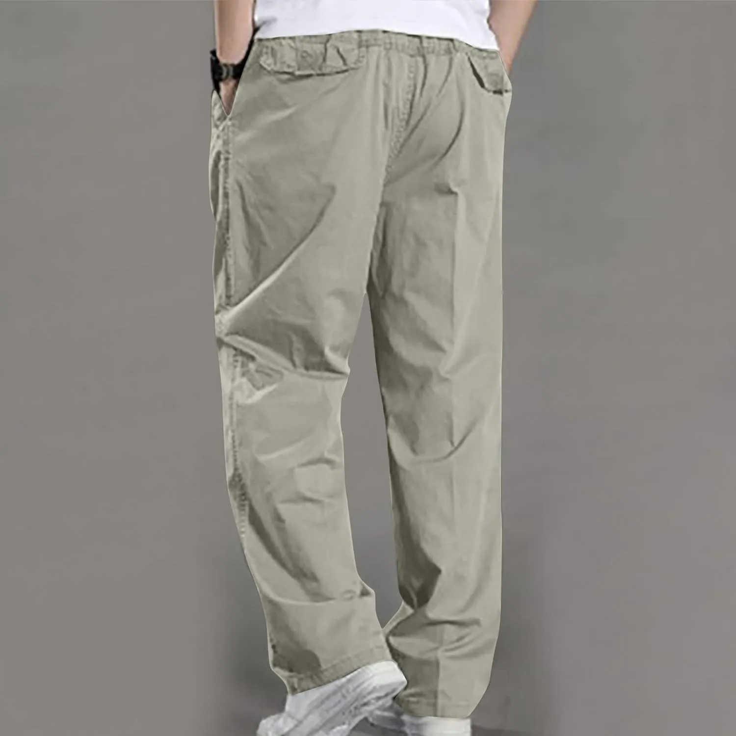Cotton Men's Relaxed Fit Casual Pants Elastic Lightweight Breathable Drawstring Daily Street Travel Comfy Lounge