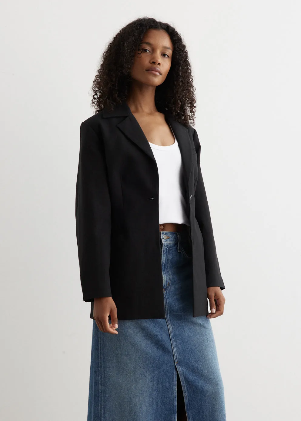 Cotton Suiting Fitted Blazer