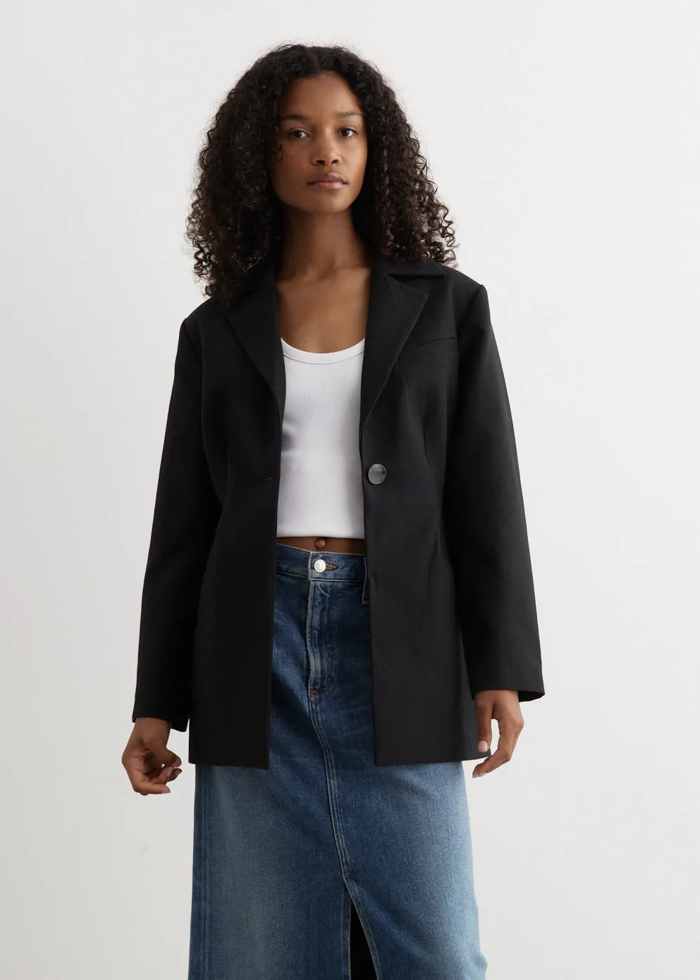 Cotton Suiting Fitted Blazer