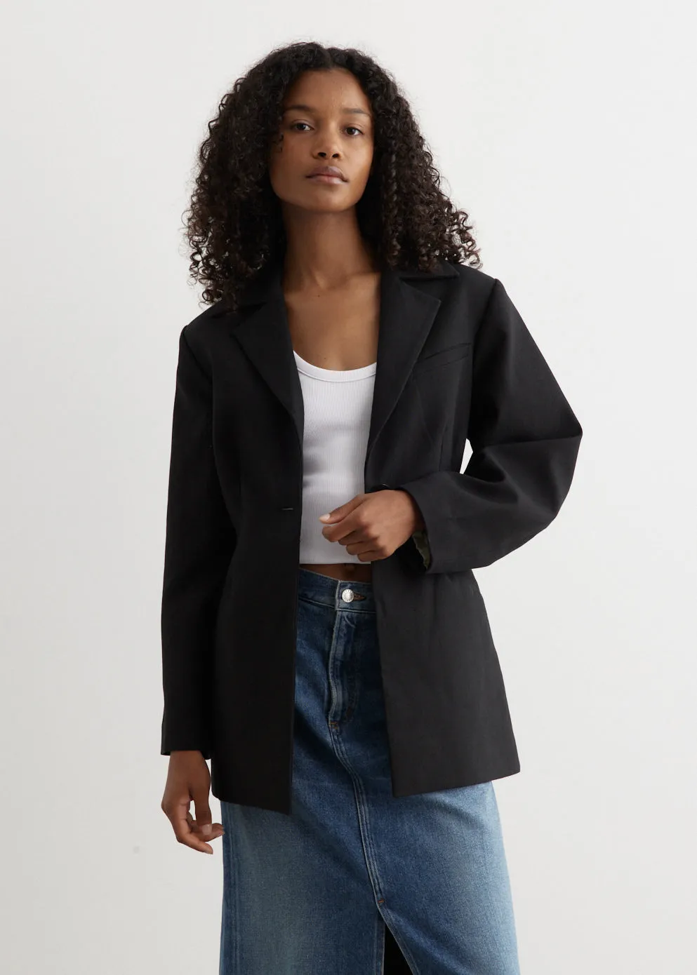 Cotton Suiting Fitted Blazer