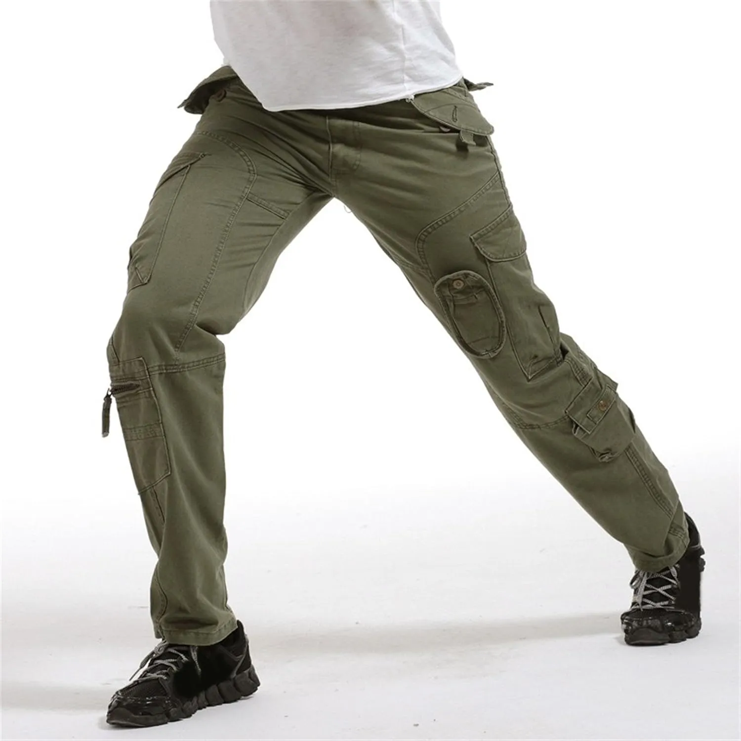 DGHM-JLMY Men's Relaxed Fit Cargo Pants Slim Fit Ripstop Tactical Pants Casual Outdoor Hiking Work Pant Multi Pockets