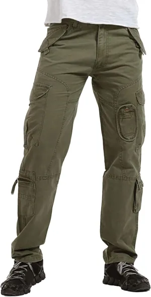 DGHM-JLMY Men's Relaxed Fit Cargo Pants Slim Fit Ripstop Tactical Pants Casual Outdoor Hiking Work Pant Multi Pockets