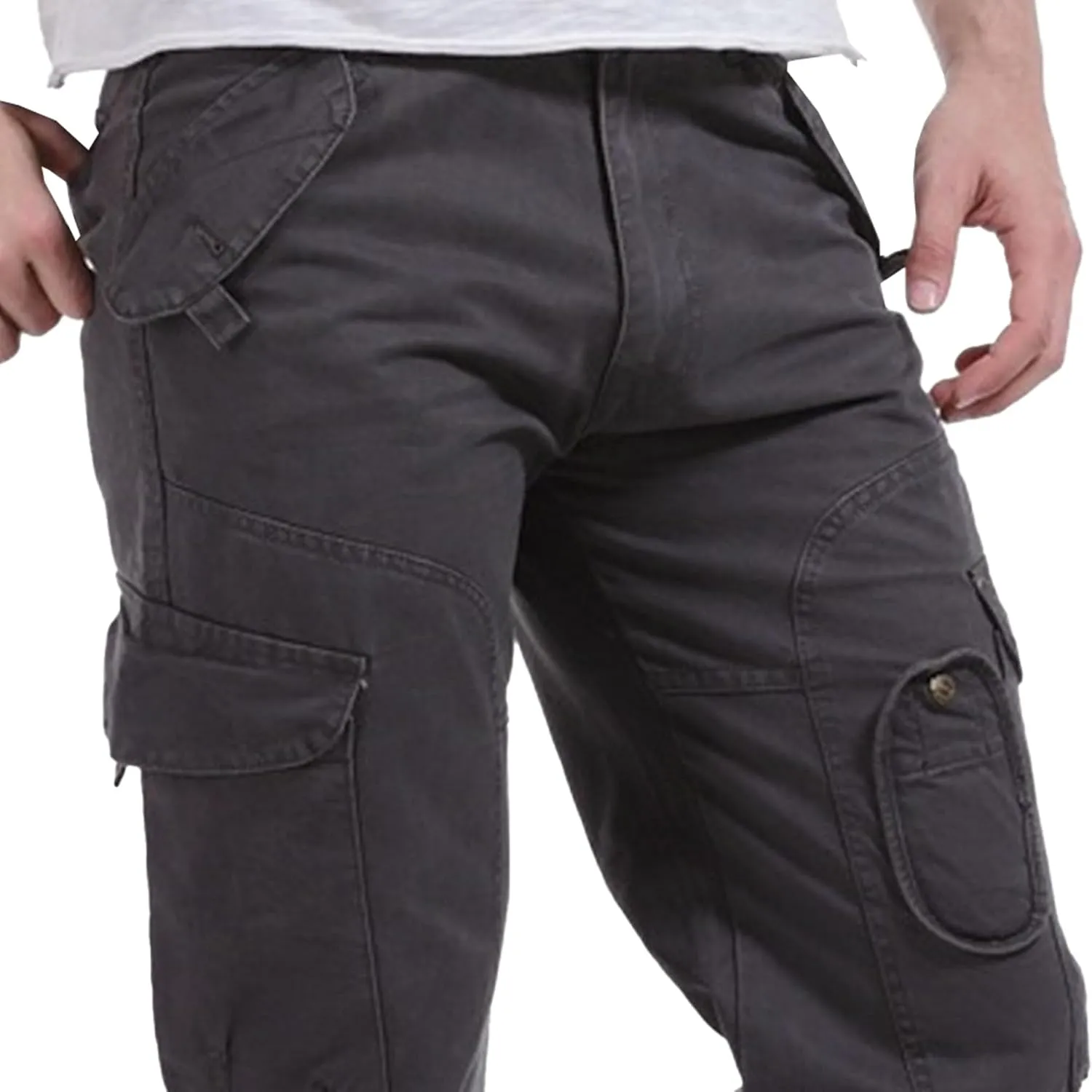 DGHM-JLMY Men's Relaxed Fit Cargo Pants Slim Fit Ripstop Tactical Pants Casual Outdoor Hiking Work Pant Multi Pockets
