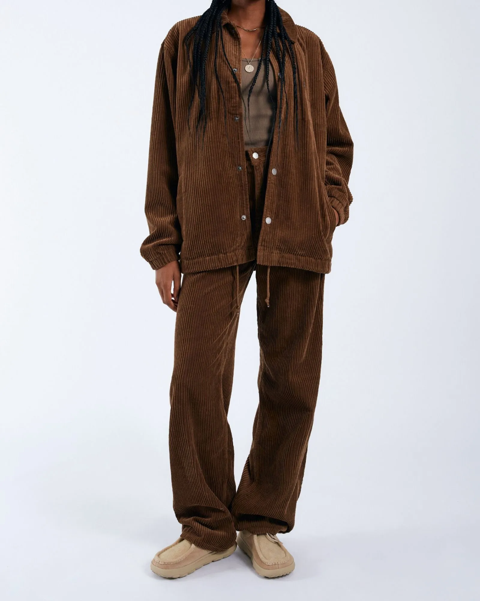 Donna Baggy Jeans - Brown Cord