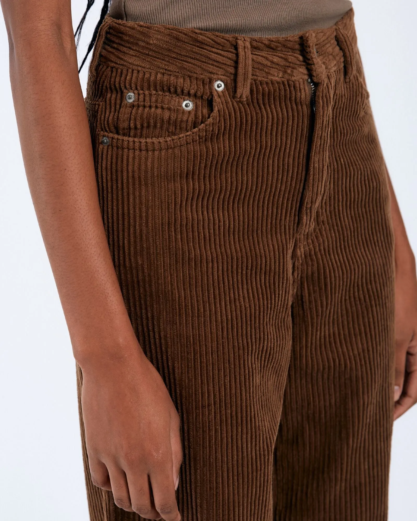 Donna Baggy Jeans - Brown Cord