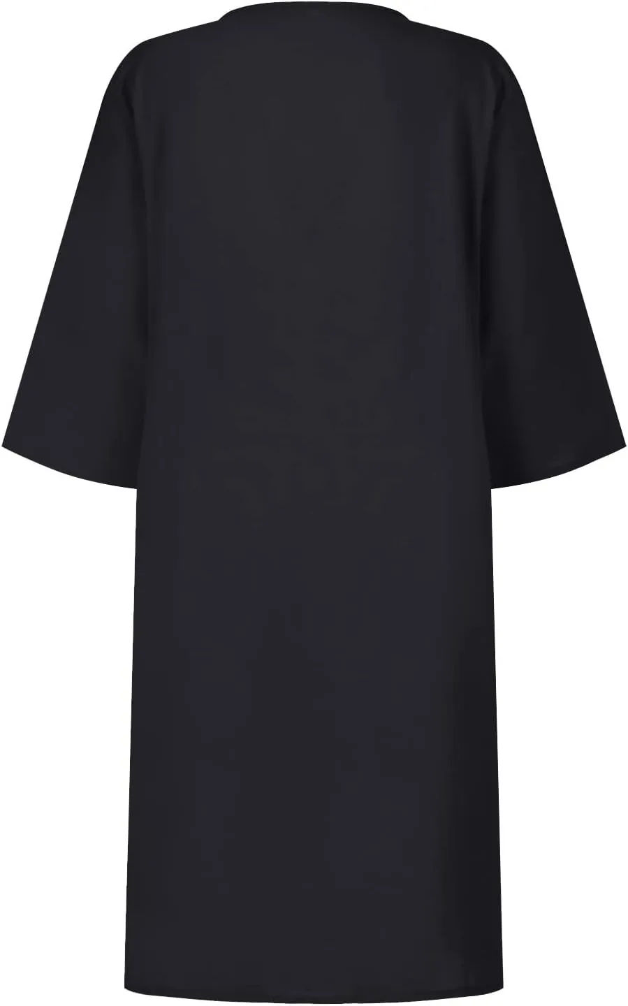 Elegant Formal Plus Size Summer Dress Sexy V Neck Long Sleeve Knee Length Dress Trendy Casual Linen Midi Dress