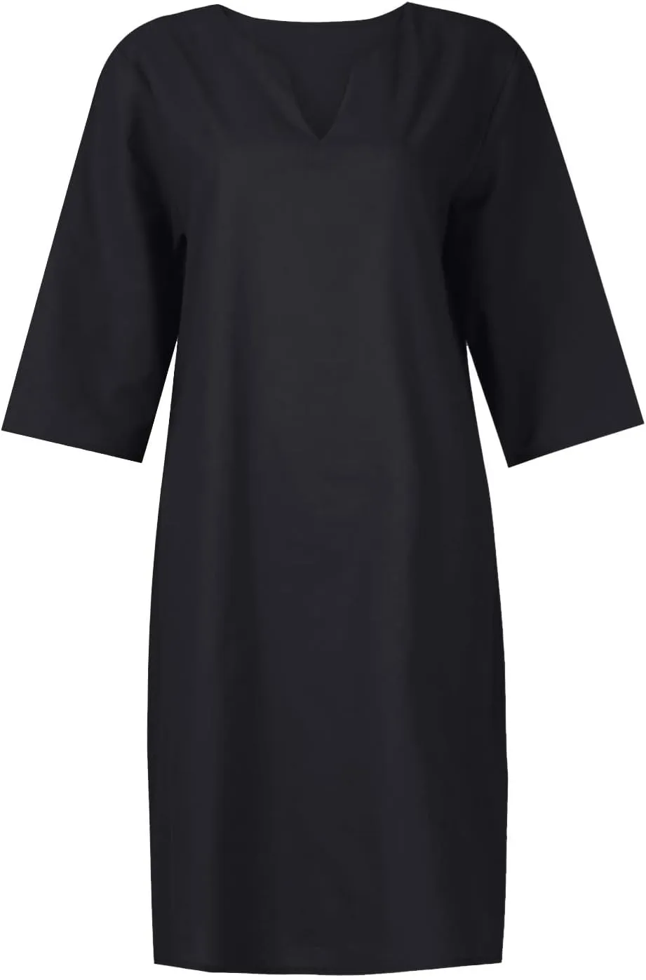 Elegant Formal Plus Size Summer Dress Sexy V Neck Long Sleeve Knee Length Dress Trendy Casual Linen Midi Dress