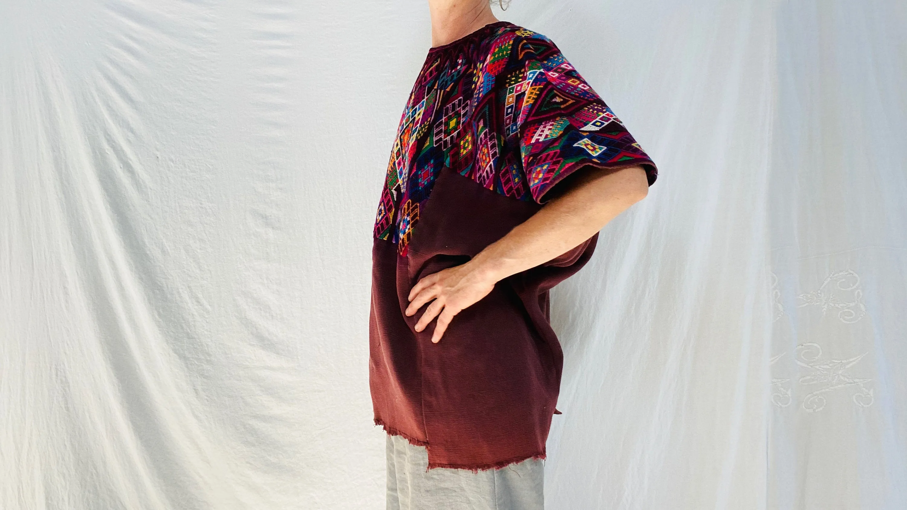 Fine Ceremonial Silk & Cotton Huipil. Chichicastenango Guatemalan